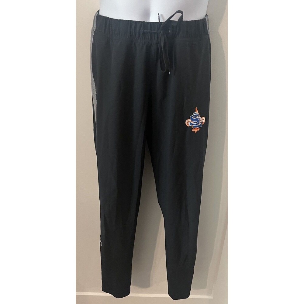 UA St. Lucie Mets athletic pants, embroidered team logo, mesh, zip Pockets Sz S